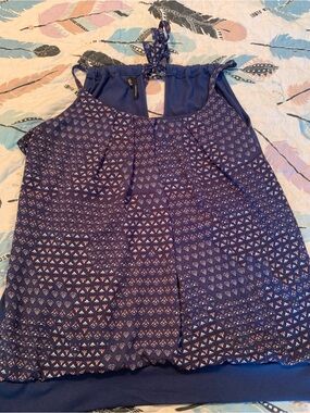 Maurices Navy and Light Pink Printed Halter Top
